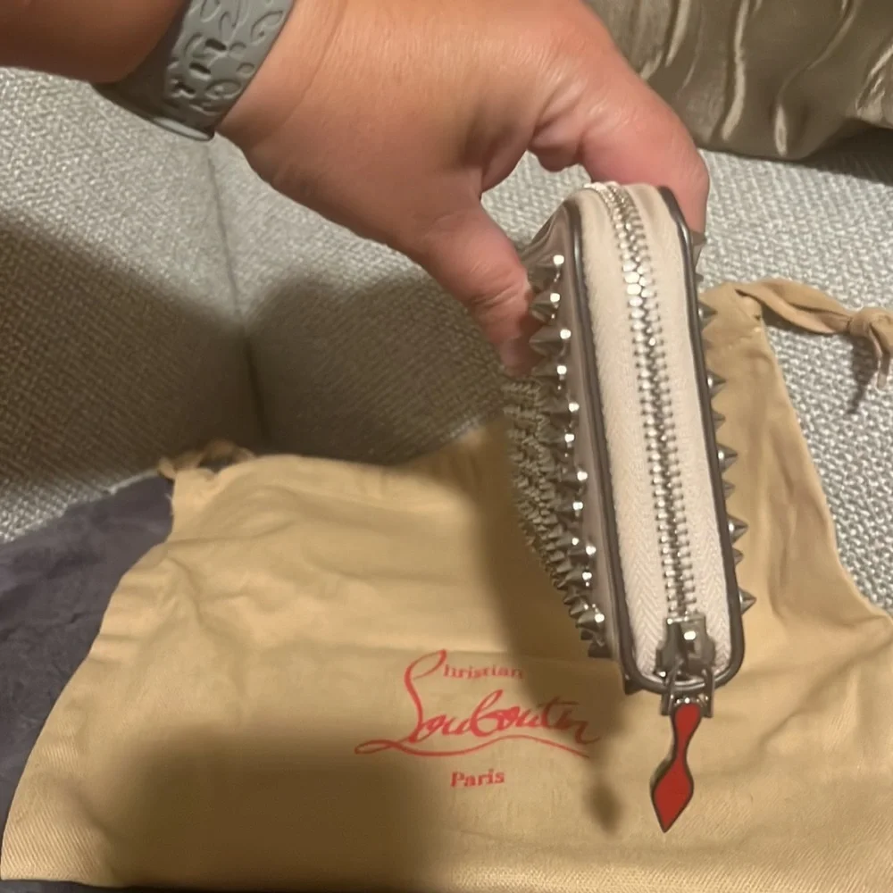 EUC Authentic Christian Louboutin Panettone pale pink zippy wallet and dust bag